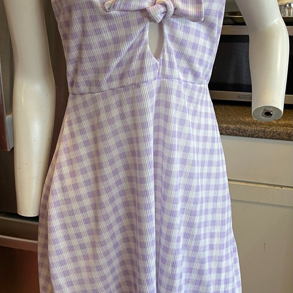 GINGHAM KNOT FRONT FLIPPY DRESS - Picture 4 of 8